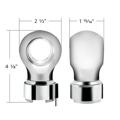 Thread-On Chrome Charlotte Gearshift Knob With LED 9/10 Speed Adapter-White LED