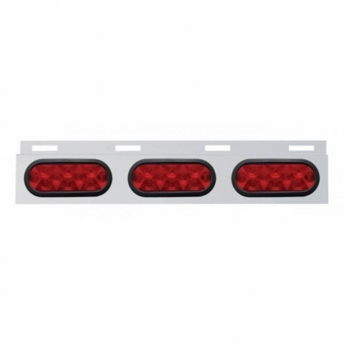 Stainless Top Mud Flap Plate With Three 10 LED Lights & Grommet - Red LED/Red Lens (Each)
