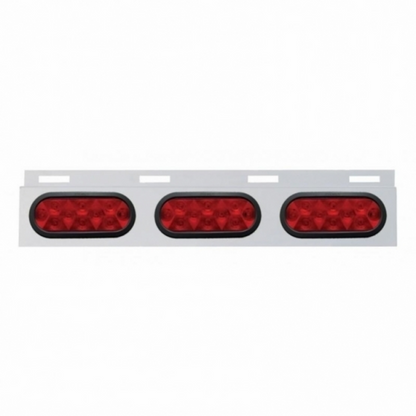 Stainless Top Mud Flap Plate With Three 10 LED Lights & Grommet - Red LED/Red Lens (Each)