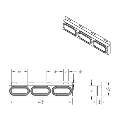 Stainless Top Mud Flap Plate With Three 10 LED Lights & Grommet - Red LED/Red Lens (Each)