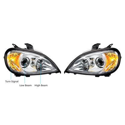 Chrome Projection Headlight Set For 2001-2020 Freightliner Columbia (Pair)