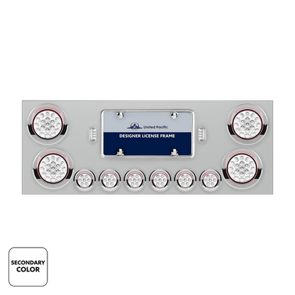 SS Rear Center Panel With 4X 19 LED 4" & 6X 7 LED 2" Double Fury Lights & Visors-Red & White LED