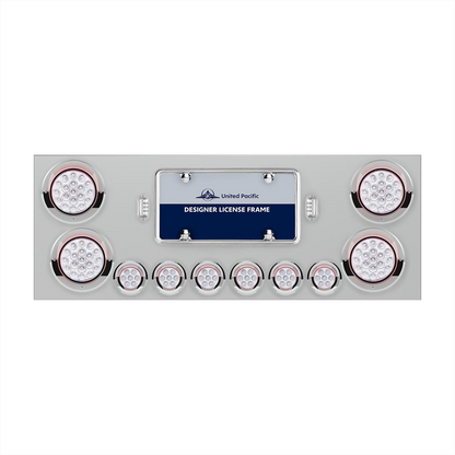 SS Rear Center Panel With 4X 19 LED 4" & 6X 7 LED 2" Double Fury Lights & Visors-Red & White LED