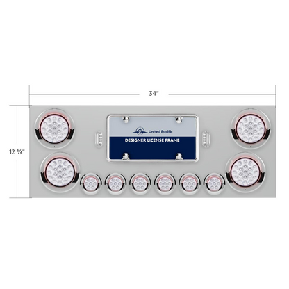 SS Rear Center Panel With 4X 19 LED 4" & 6X 7 LED 2" Double Fury Lights & Visors-Red & White LED
