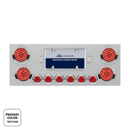 SS Rear Center Panel With 4X 19 LED 4" & 6X 7 LED 2" Double Fury Lights & Visors-Red & White LED