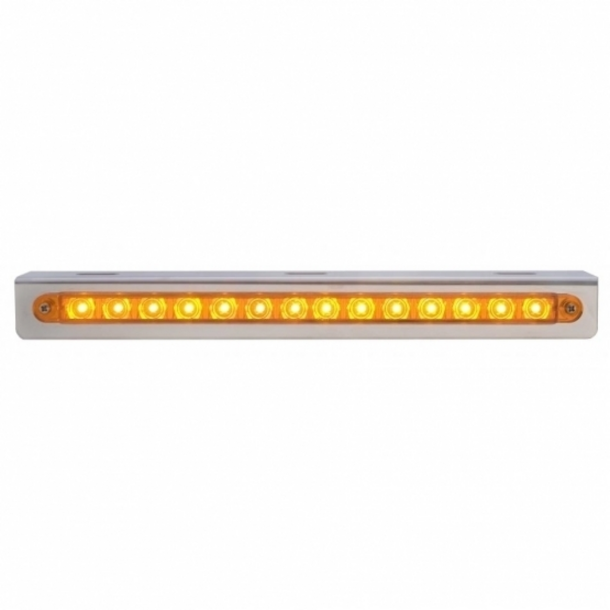 Stainless Light Bracket With 14 LED 12" Sequential Light Bar (Left to Right) - Amber LED/Amber Lens