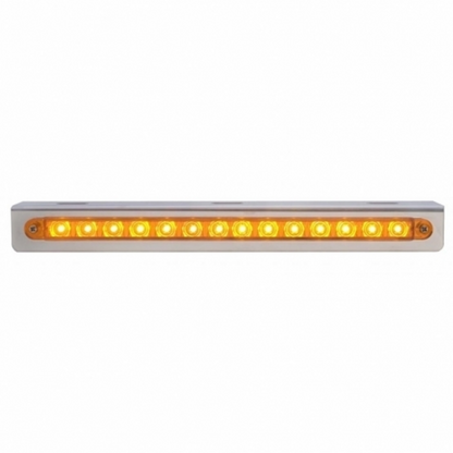 Stainless Light Bracket With 14 LED 12" Sequential Light Bar (Left to Right) - Amber LED/Amber Lens