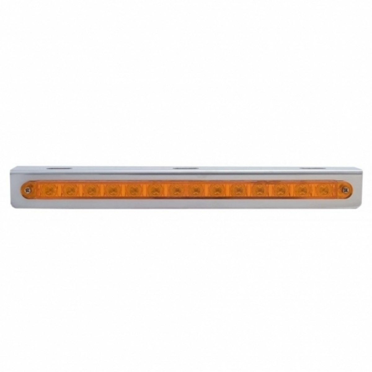 Stainless Light Bracket With 14 LED 12" Sequential Light Bar (Left to Right) - Amber LED/Amber Lens