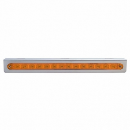Stainless Light Bracket With 14 LED 12" Sequential Light Bar (Left to Right) - Amber LED/Amber Lens