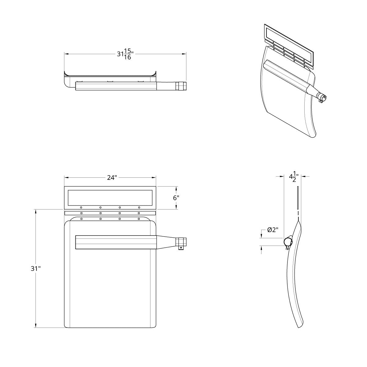 24" X 29" Stainless Quarter Fender Set - Triangle Bracket