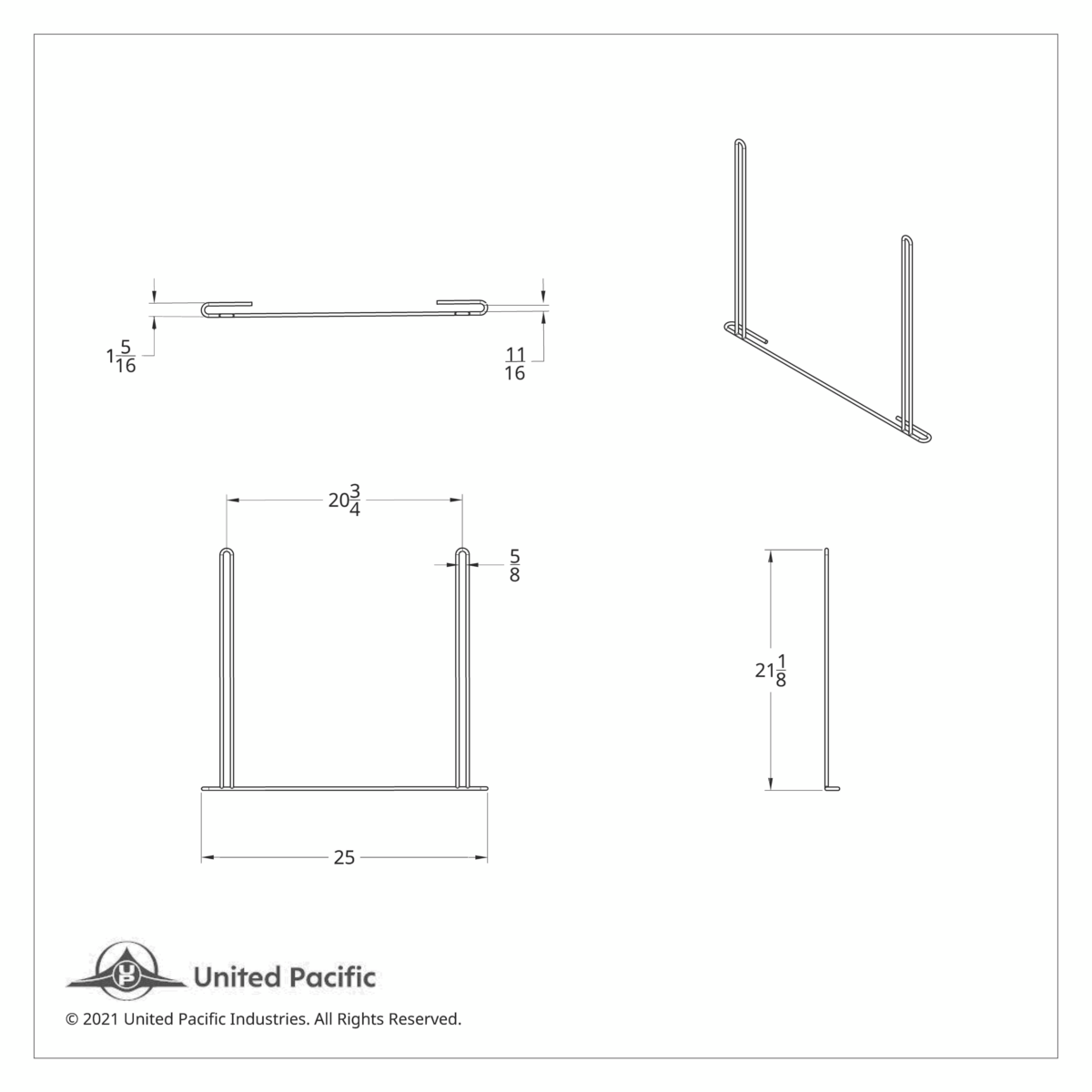 24" X 21" Chrome Anti-Sail Bracket