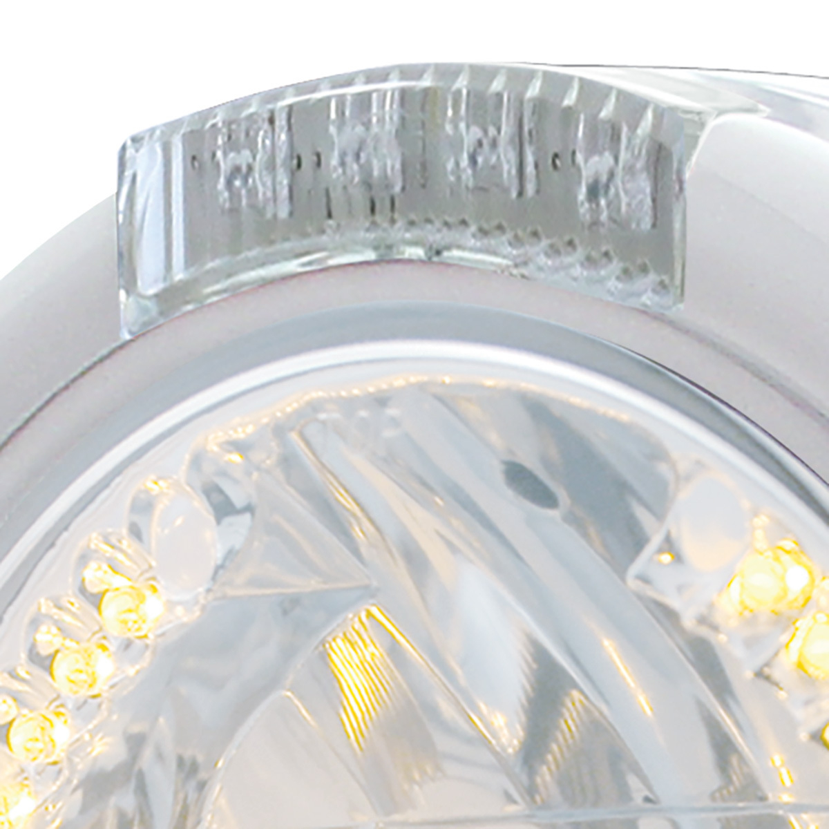 Stainless Steel Classic Half Moon Headlight H4 With Amber LED & Signal - Clear Lens