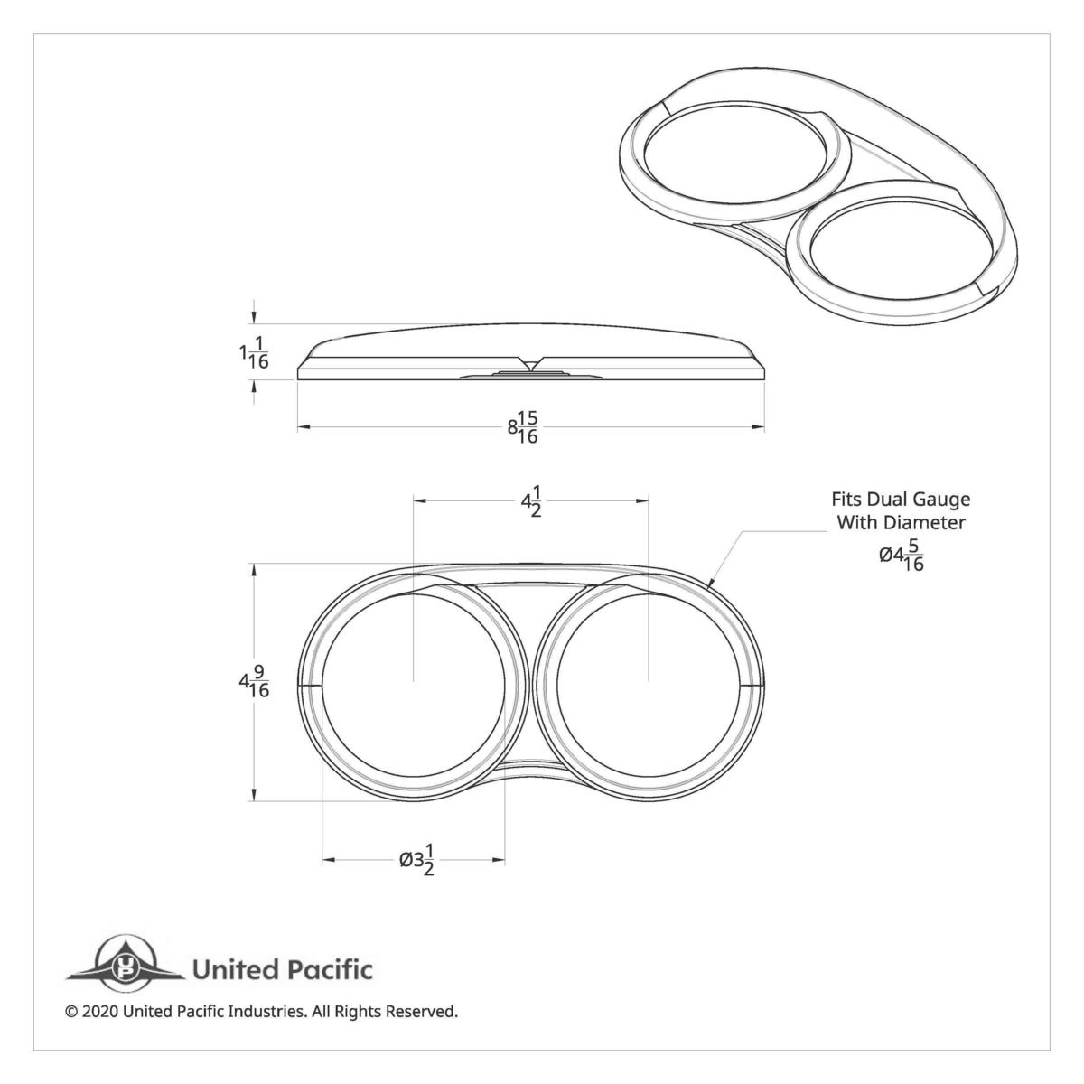 Dual Gauge Cluster Cover With Visor For 2006+ Peterbilt