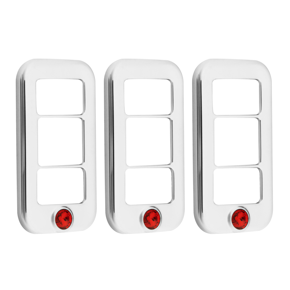 Rocker Switch Cover With 3 Openings & Color Crystal For Freightliner- Candy Red (3-Pack)
