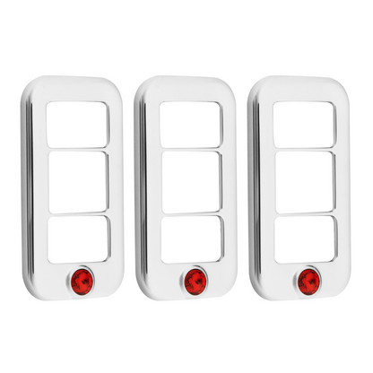 Rocker Switch Cover With 3 Openings & Color Crystal For Freightliner- Candy Red (3-Pack)