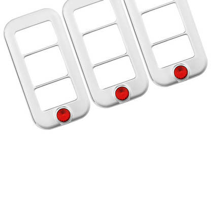 Rocker Switch Cover With 3 Openings & Color Crystal For Freightliner- Candy Red (3-Pack)