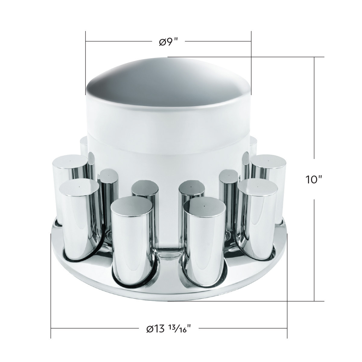 Chrome Plastic Extra Tall Dome Rear Axle Cover With 33mm Thread-On Tall Cylinder Nut Covers