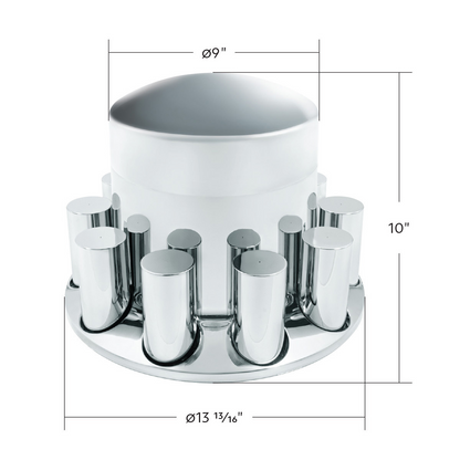 Chrome Plastic Extra Tall Dome Rear Axle Cover With 33mm Thread-On Tall Cylinder Nut Covers