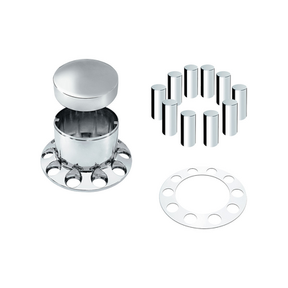 Chrome Plastic Extra Tall Dome Rear Axle Cover With 33mm Thread-On Tall Cylinder Nut Covers