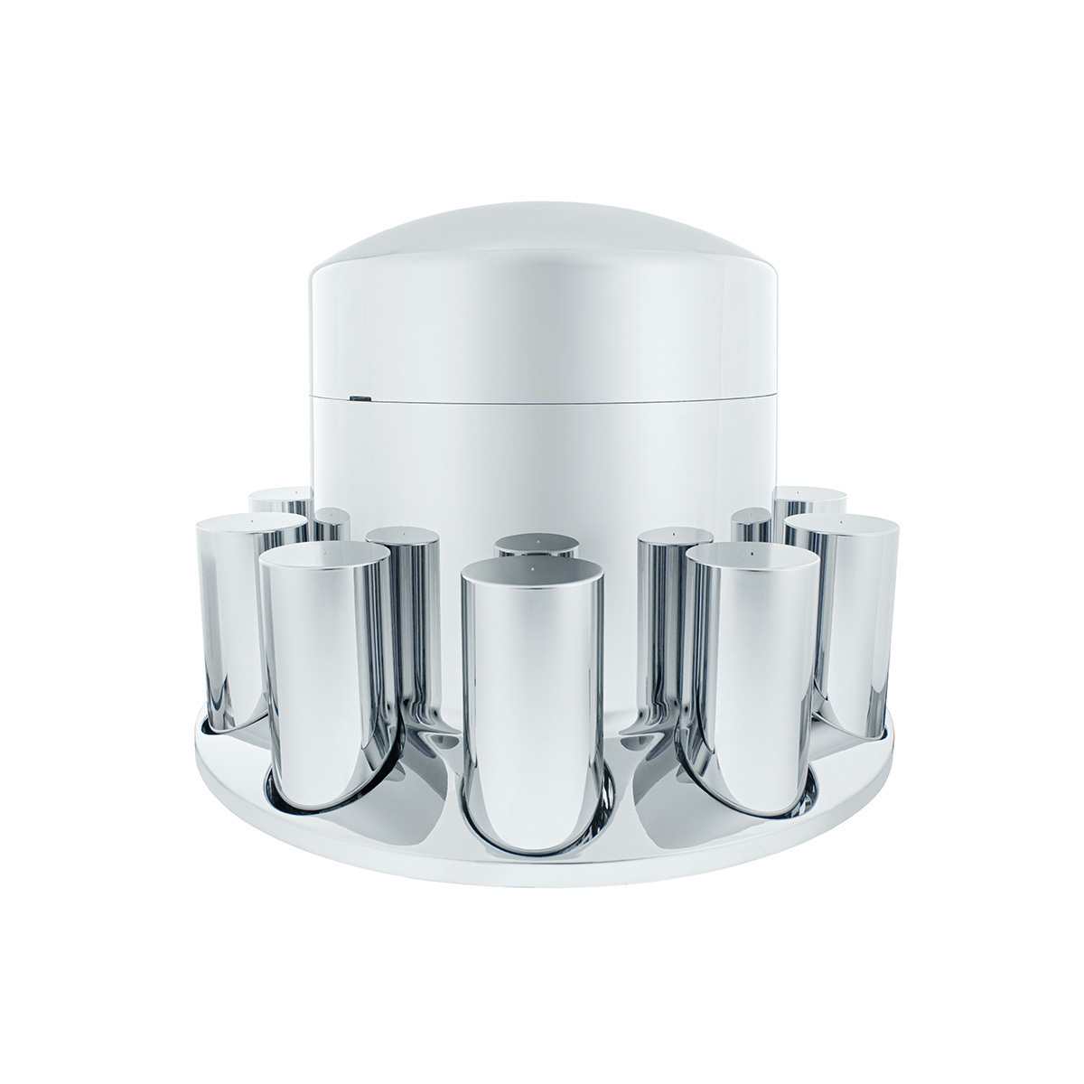 Chrome Plastic Extra Tall Dome Rear Axle Cover With 33mm Thread-On Tall Cylinder Nut Covers