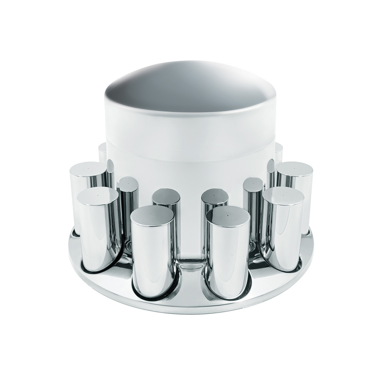 Chrome Plastic Extra Tall Dome Rear Axle Cover With 33mm Thread-On Tall Cylinder Nut Covers