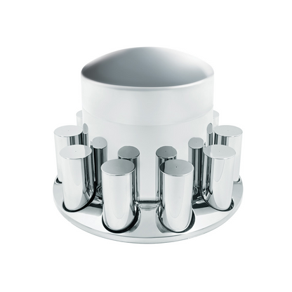 Chrome Plastic Extra Tall Dome Rear Axle Cover With 33mm Thread-On Tall Cylinder Nut Covers