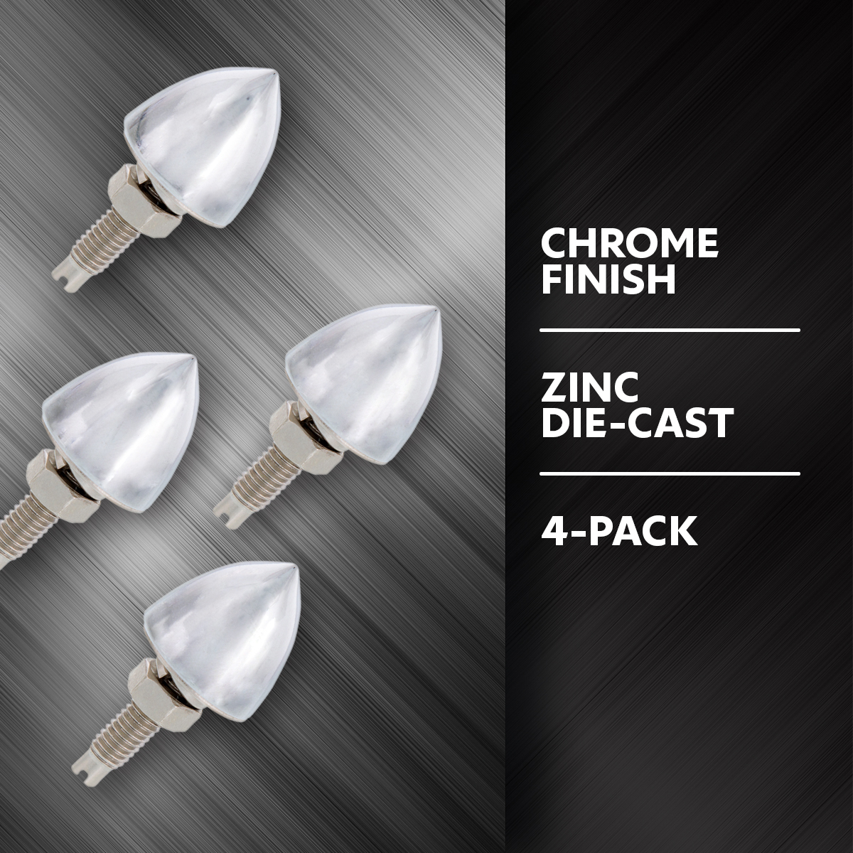 Chrome Bullet License Plate Fastener (4-Pack)