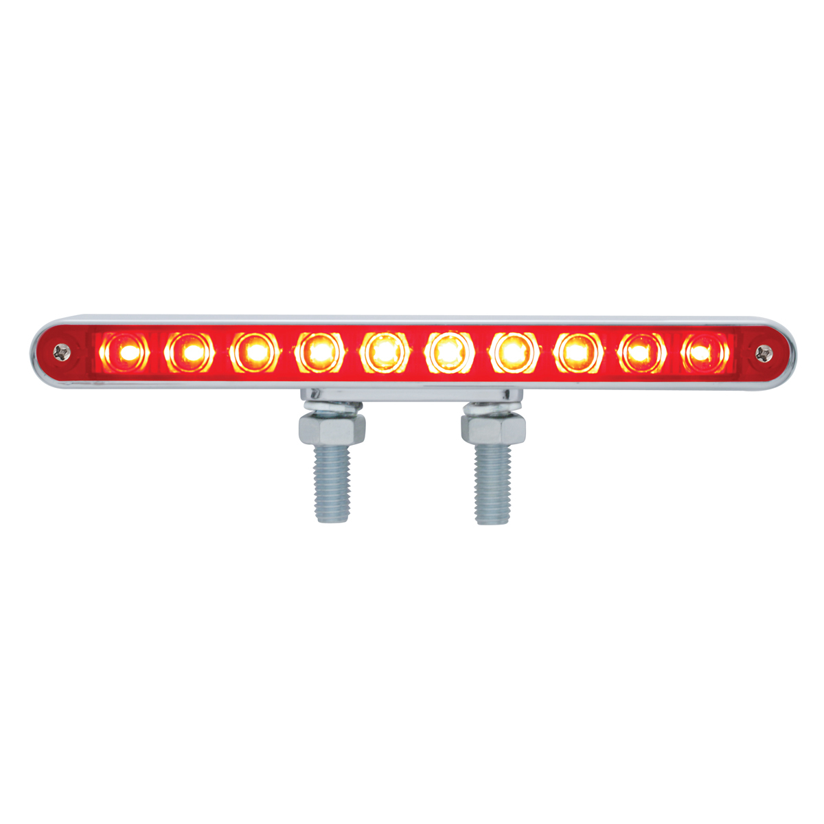 20 LED 9" Double Face Light Bar - Amber & Red LED/Amber & Red Lens
