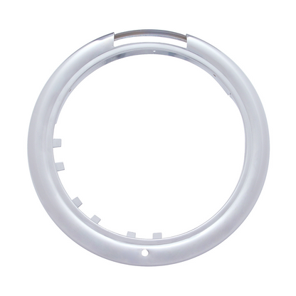 Stainless Steel Classic Half Moon Headlight H4 With White LED & Signal - Amber Lens