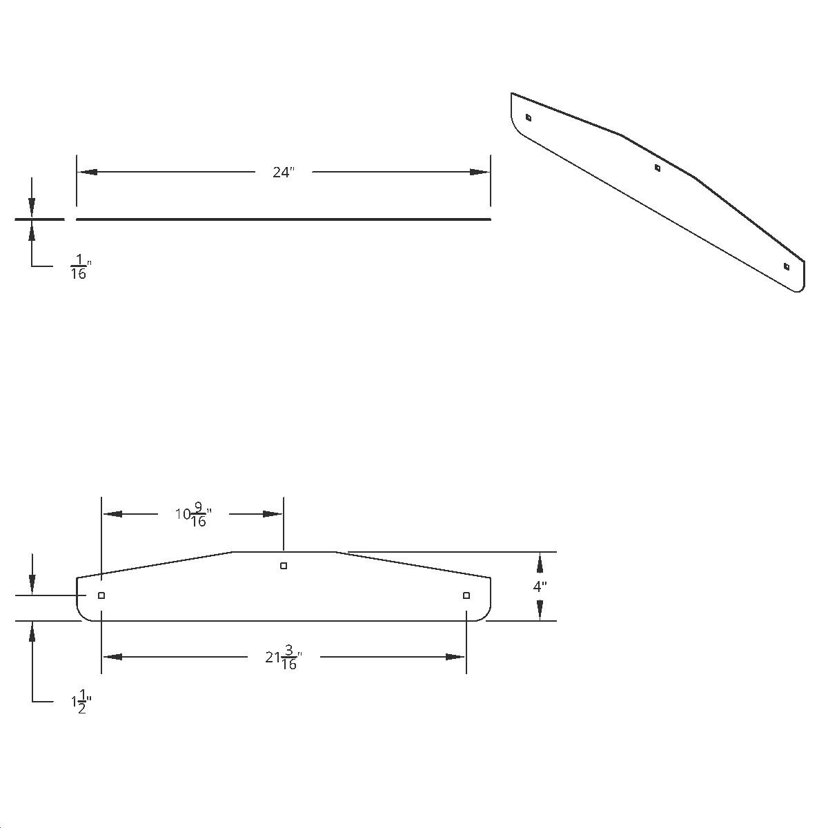 24" X 4" Stainless Steel Bottom Mud Flap Plate - Bolt Thru