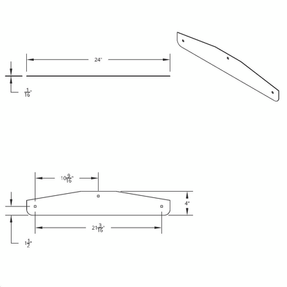 24" X 4" Stainless Steel Bottom Mud Flap Plate - Bolt Thru