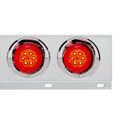 2" Bolt Pattern SS Spring Loaded Bar With 6X 4" 16 LED Turbine Lights & Visors - Red LED/Red Lens (Pair)