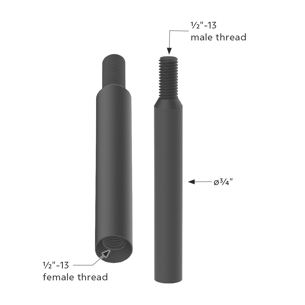 6" Shifter Shaft Extension - Matte Black