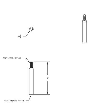 6" Shifter Shaft Extension - Matte Black