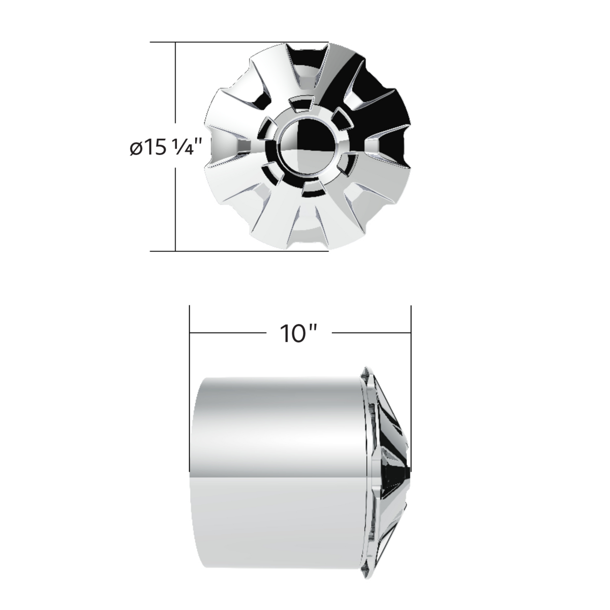 Rubicon Rear Axle Cover Kit With 33mm Thread-On Nut Covers-Chrome