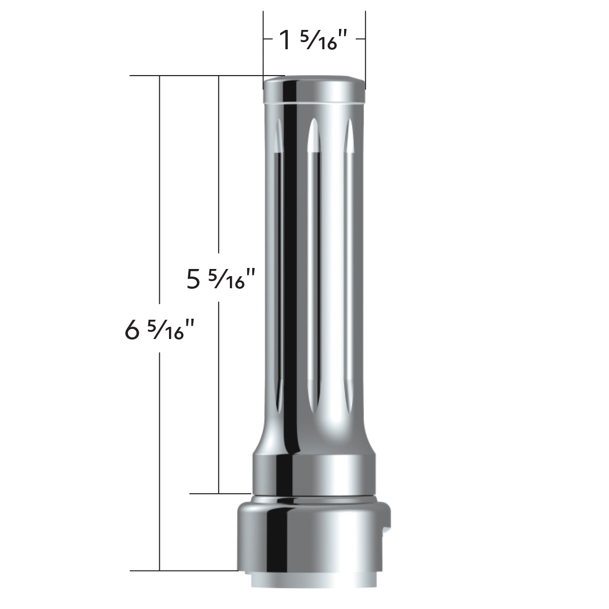 Thread-On Dallas Gearshift Knob With 13/15/18 Speed Adapter - Chrome/Vertical