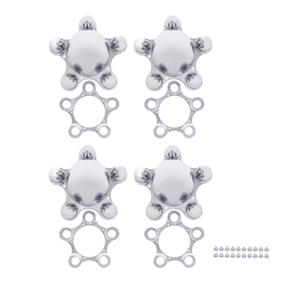 Chrome 5 on 4-3/4" Vintage Spider Wheel Hub Cover Set