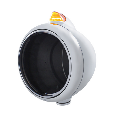 Chrome Guide 682-C Headlight No Bulb With Original Style LED Signal - Amber Lens