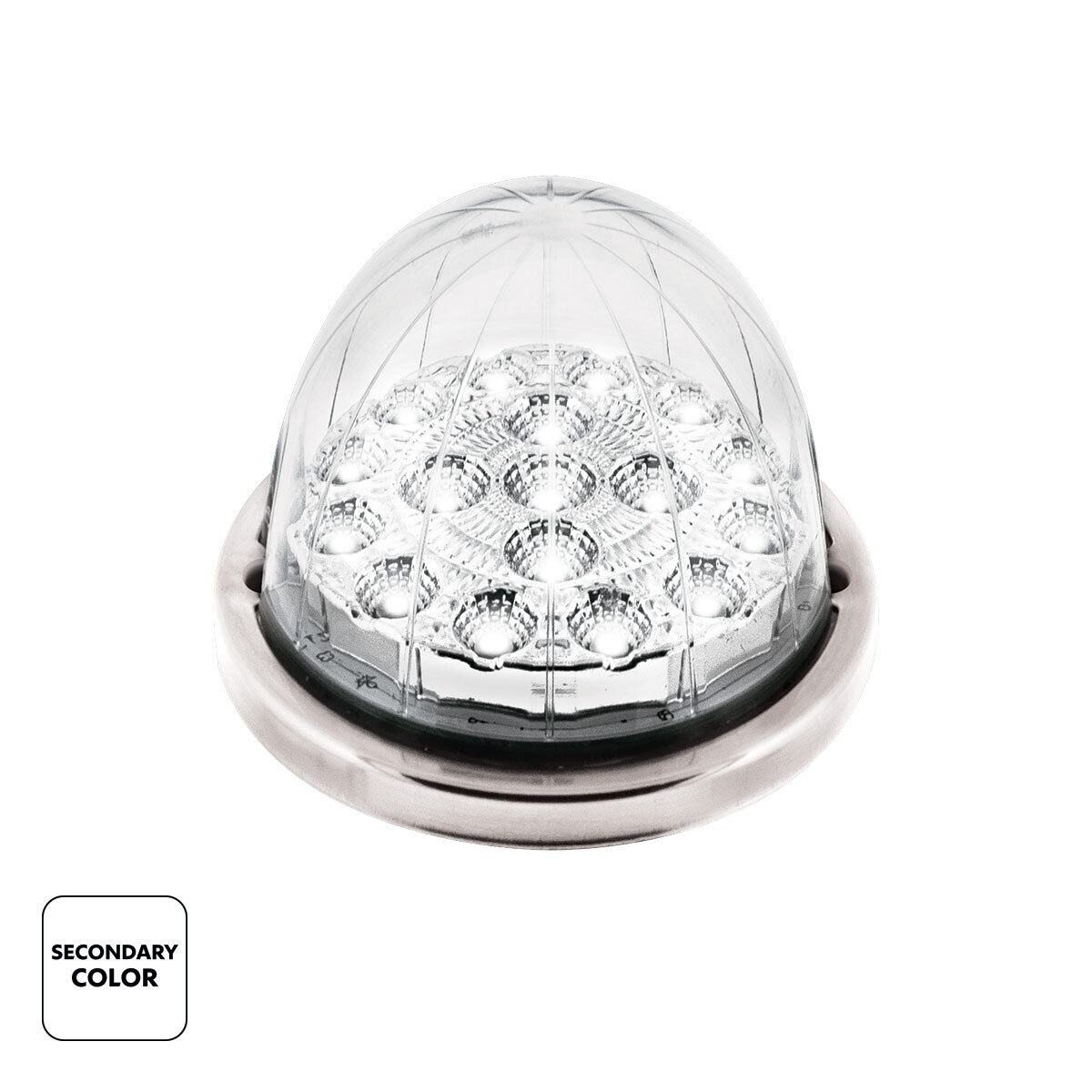 17 LED Watermelon Dual Function Double Fury Light Flush Mount Kit With Low Profile SS Bezel-Amber & White LED