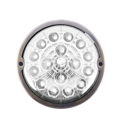 17 LED Watermelon Dual Function Double Fury Light Flush Mount Kit With Low Profile SS Bezel-Amber & White LED