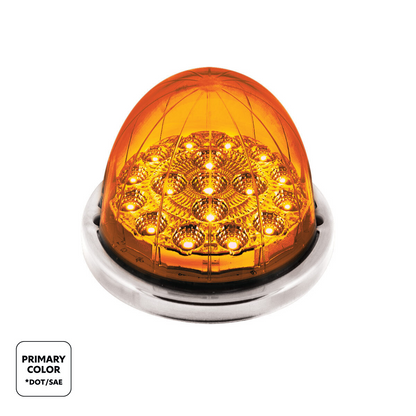 17 LED Watermelon Dual Function Double Fury Light Flush Mount Kit With Low Profile SS Bezel-Amber & White LED