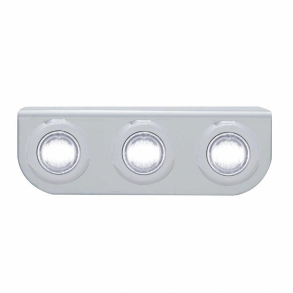 Stainless Light Bracket With 3X 3 LED 3/4" Mini Lights - White LED/Clear Lens