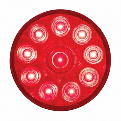 10 LED 4" Round Light (Stop, Turn & Tail) - Red LED/Red Lens