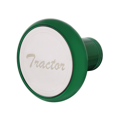 Deluxe Aluminum Screw-On Air Valve Knob With Stainless Tractor Plaque - Emerald Green