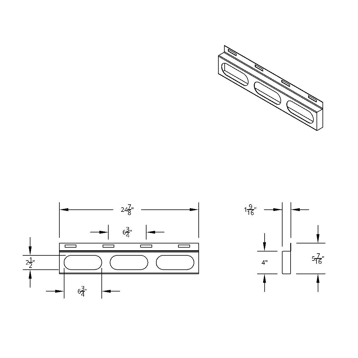 Stainless Top Mud Flap Bracket - 3 Oval Light Cutout (Each)