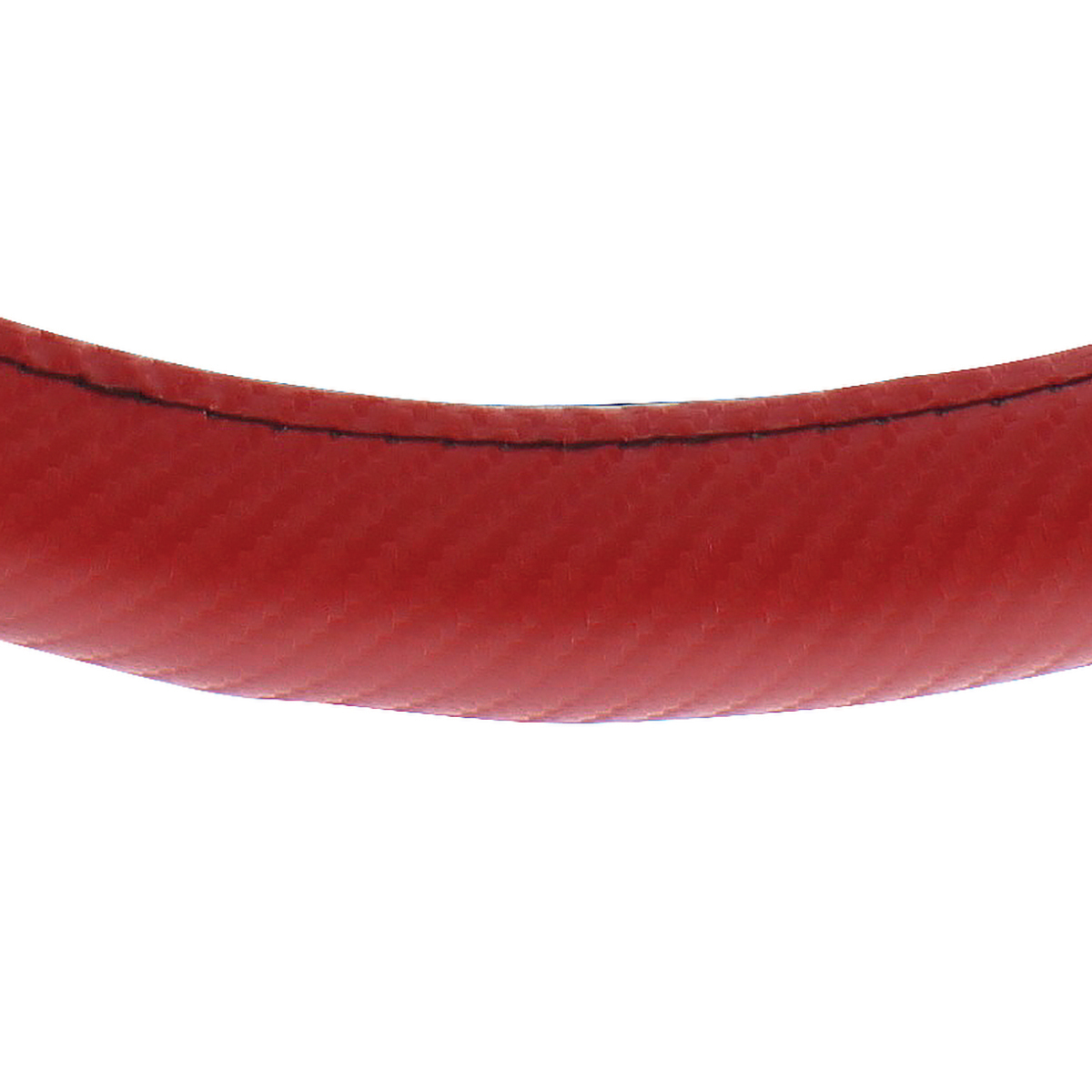18" Carbon Fiber Pattern Steering Wheel Cover - Red Stitching
