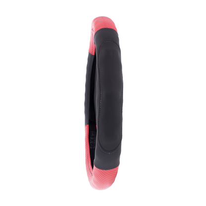 18" Carbon Fiber Pattern Steering Wheel Cover - Red Stitching