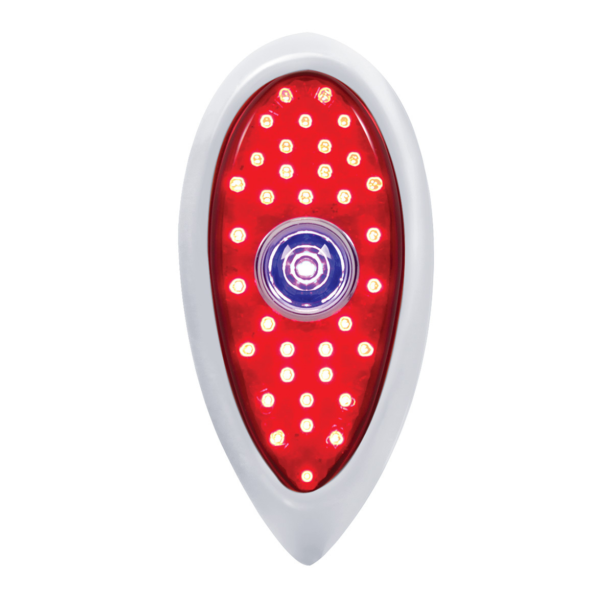 23 LED Tail Light With Chrome Flush Mount Bezel For 1938-39 Ford Car-Red Lens With Blue Dot