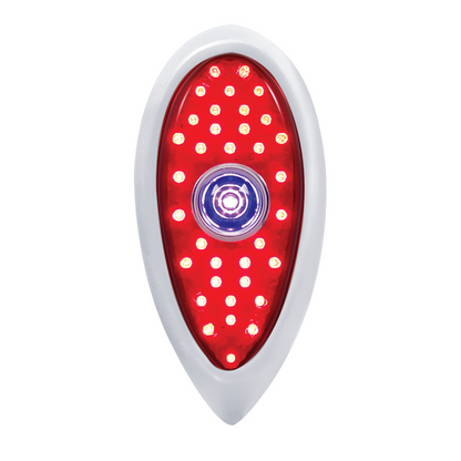 23 LED Tail Light With Chrome Flush Mount Bezel For 1938-39 Ford Car-Red Lens With Blue Dot
