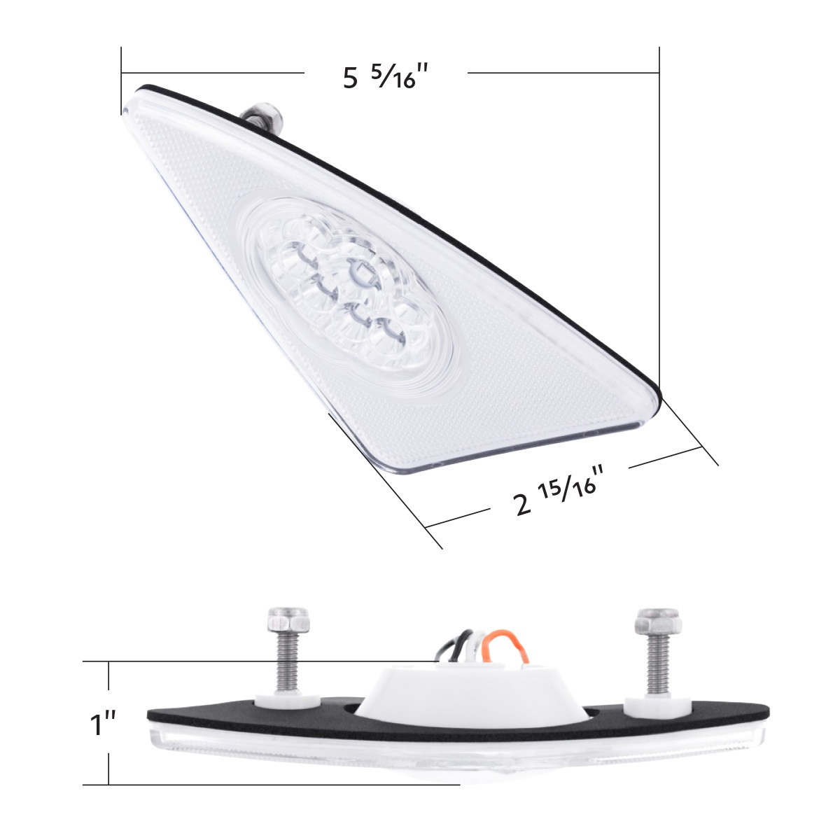 9 LED Competition Series Fender Light For 2007-2017 Kenworth T660 (Passenger) -Amber LED/Clear Lens